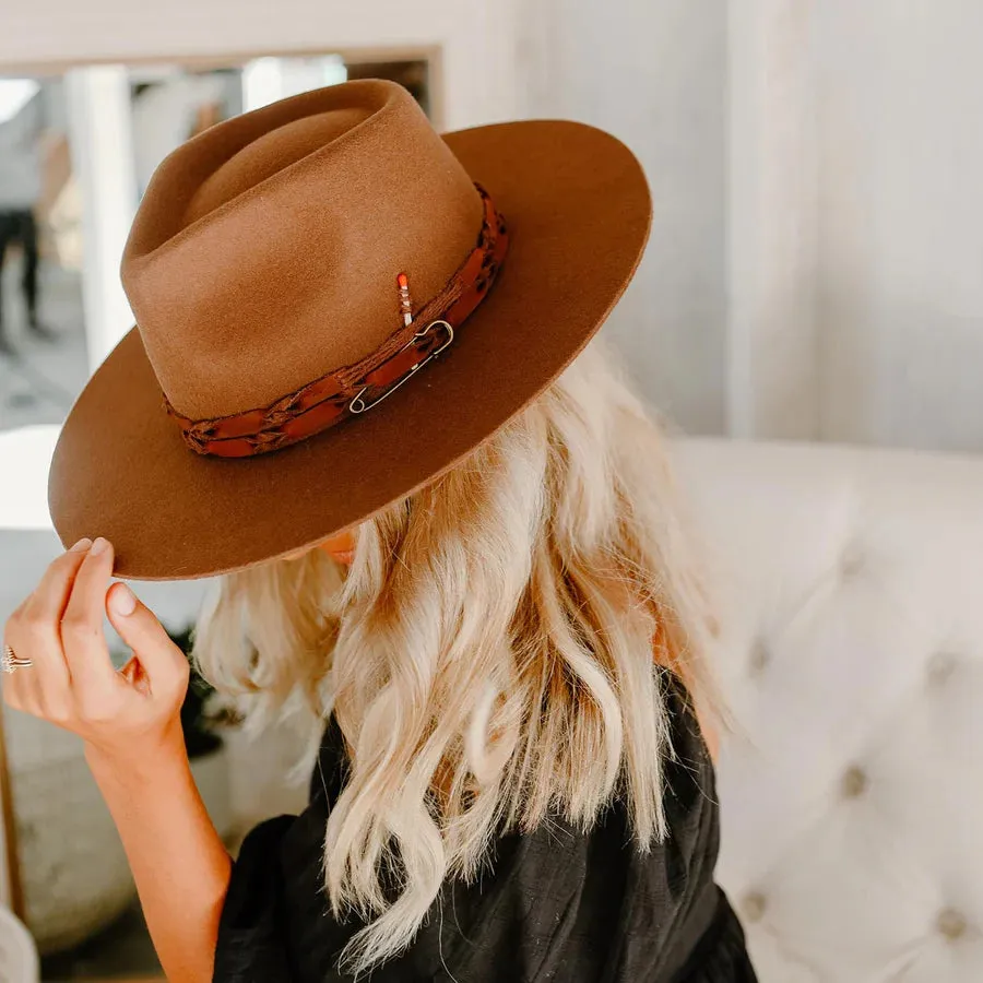 American Hat Makers Wide Brim Aspen Fedora - Brown Large