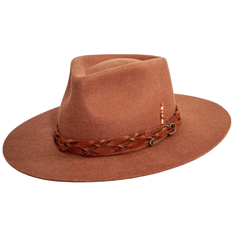 American Hat Makers Wide Brim Aspen Fedora - Brown Large