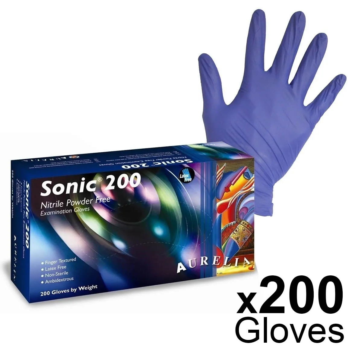 Aurelia Sonic 200 - Blue Nitrile Examination Gloves - Large