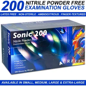 Aurelia Sonic 200 Nitrile Powder Free Medical Grade Surgical Gloves -All Size