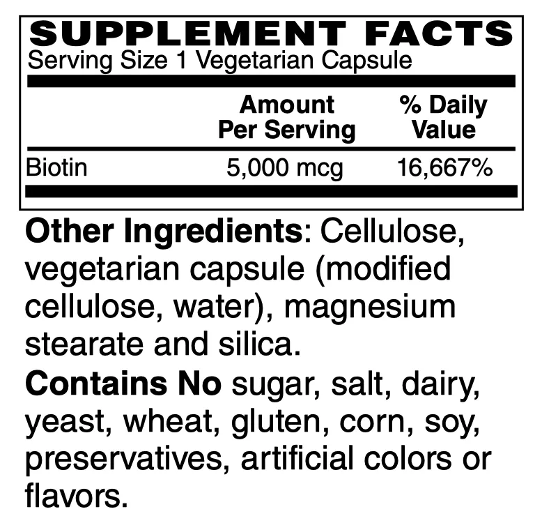 Biotin 5,000 mcg, caps