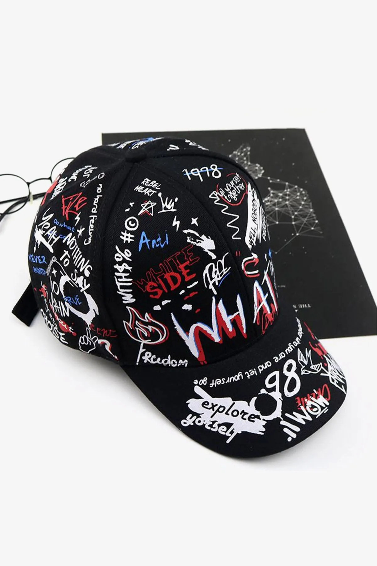 Black Multi-Color Graffiti Cap - S23 - MCP101R