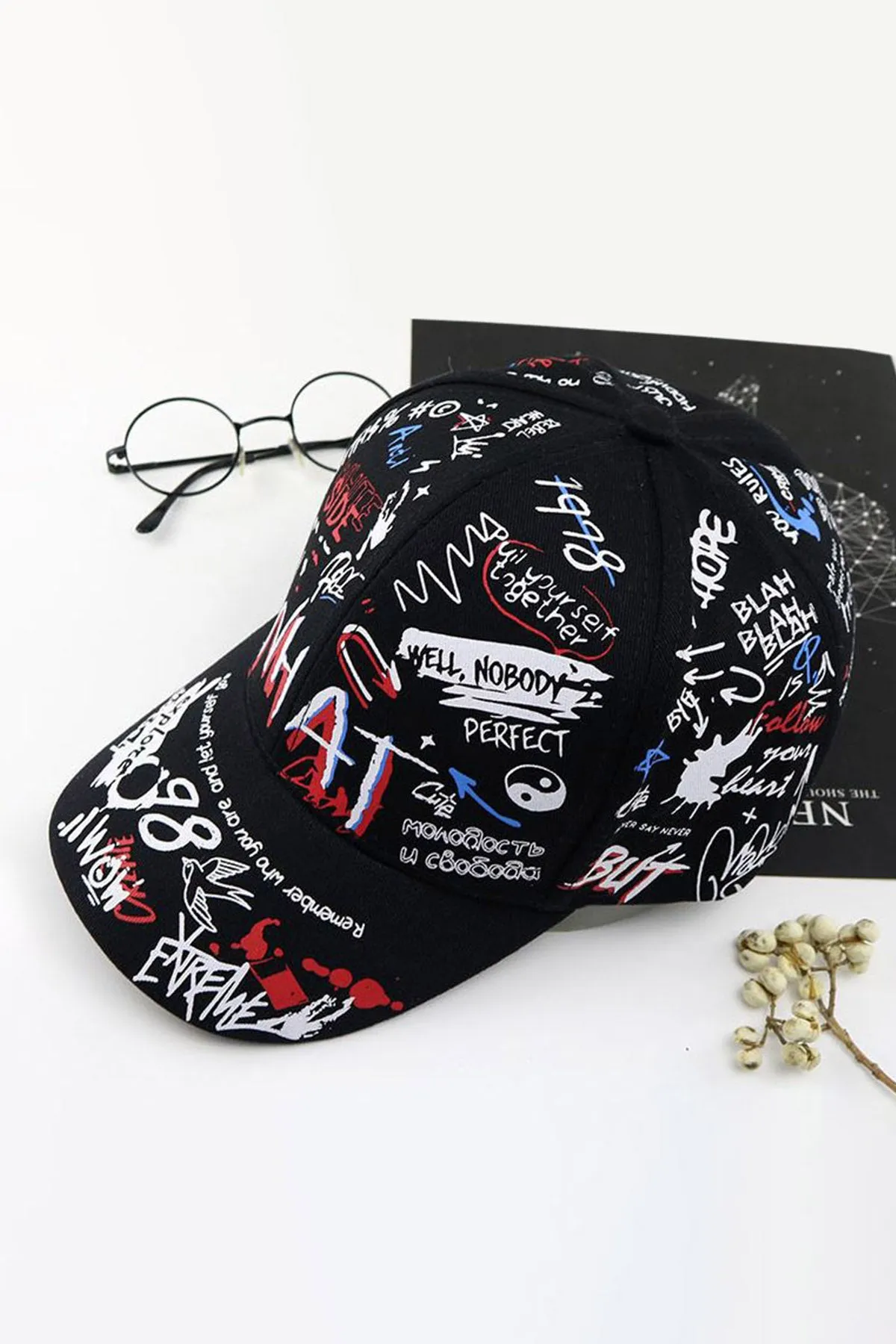 Black Multi-Color Graffiti Cap - S23 - MCP101R