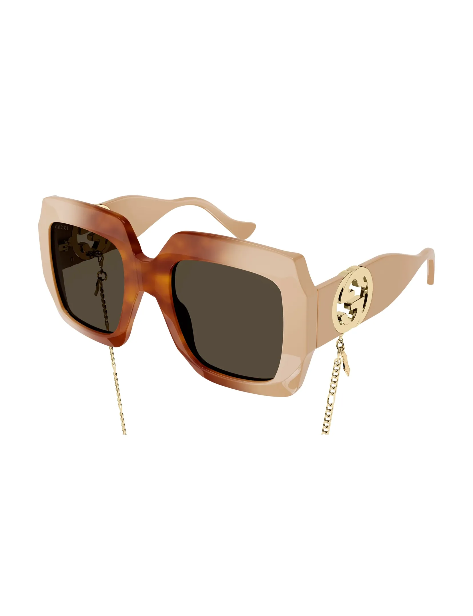 Chain Link Sunglasses, Havana/Ivory/Brown