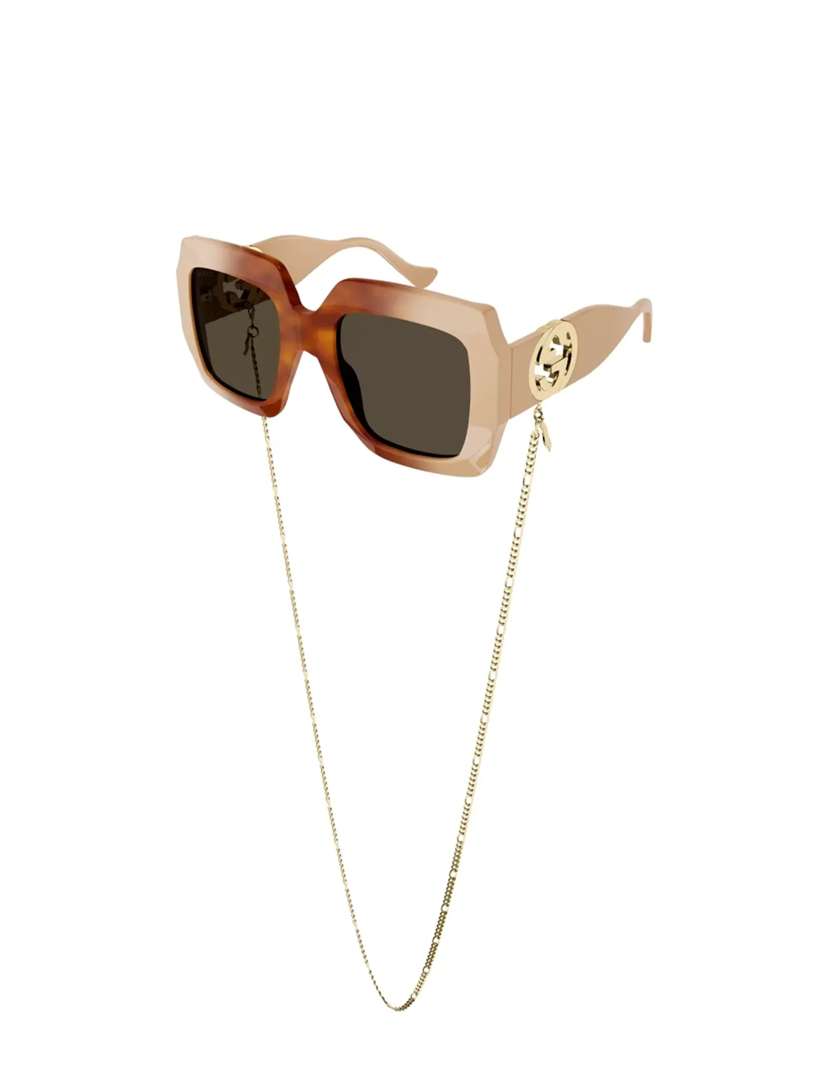 Chain Link Sunglasses, Havana/Ivory/Brown