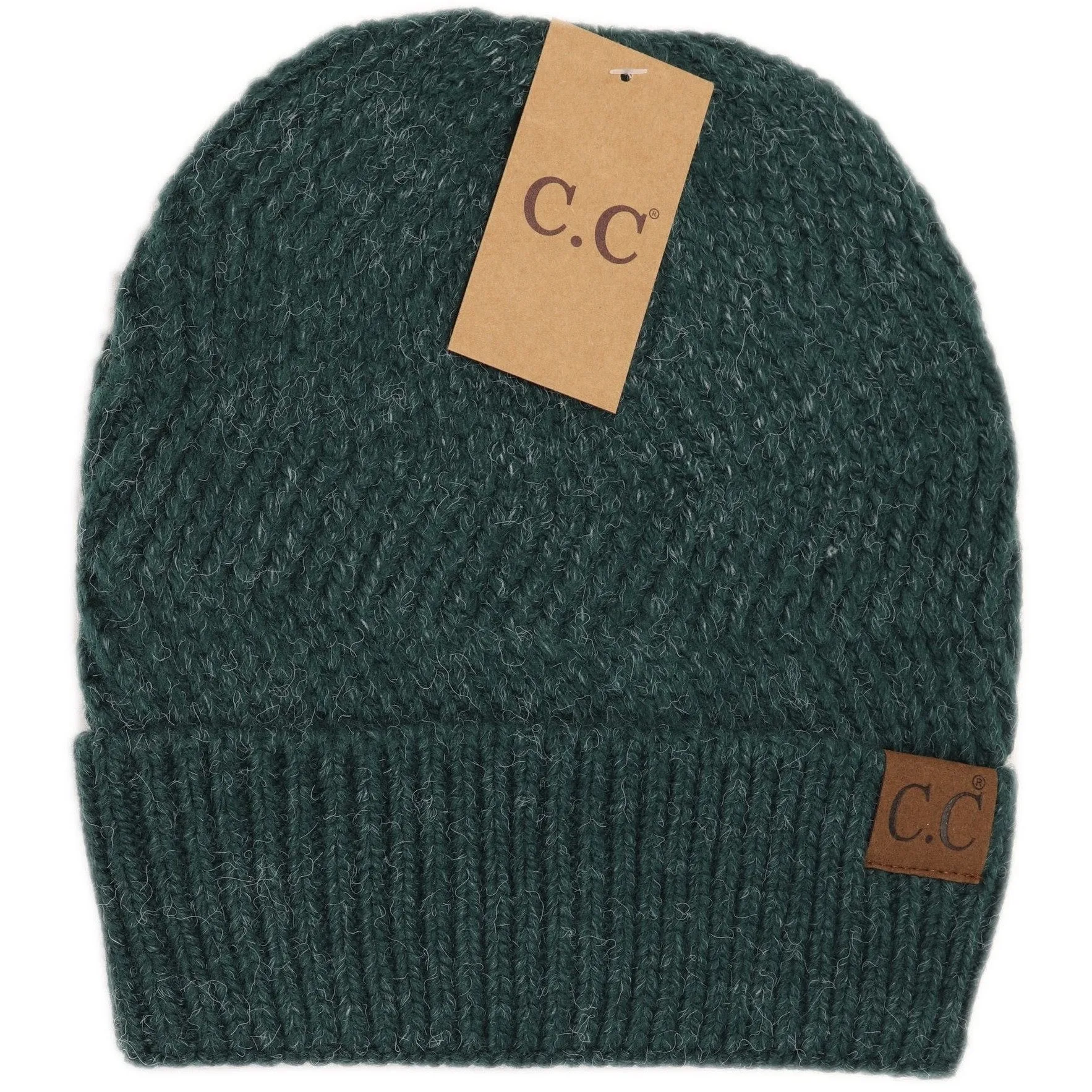 Chevron Knit Cuff Beanie CC Deep Pine