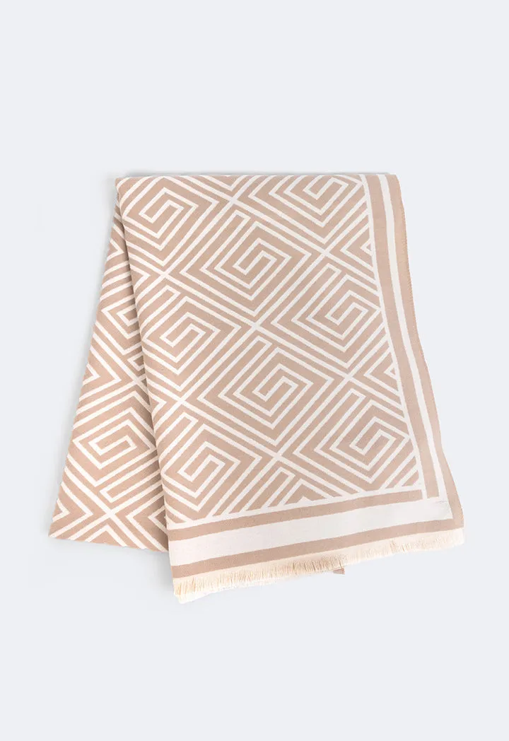 Choice Greek Key Pashmina Scarf Beige