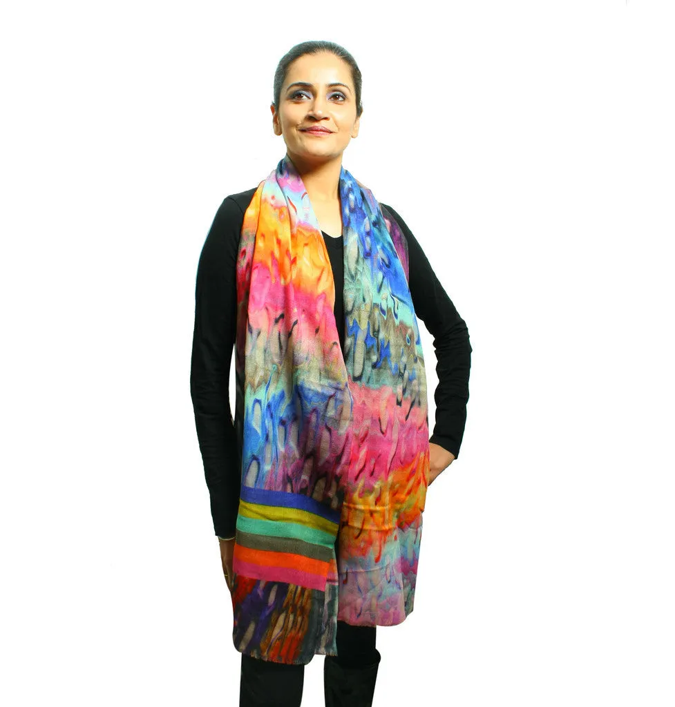 Colorful Rainbow Cashmere Scarf