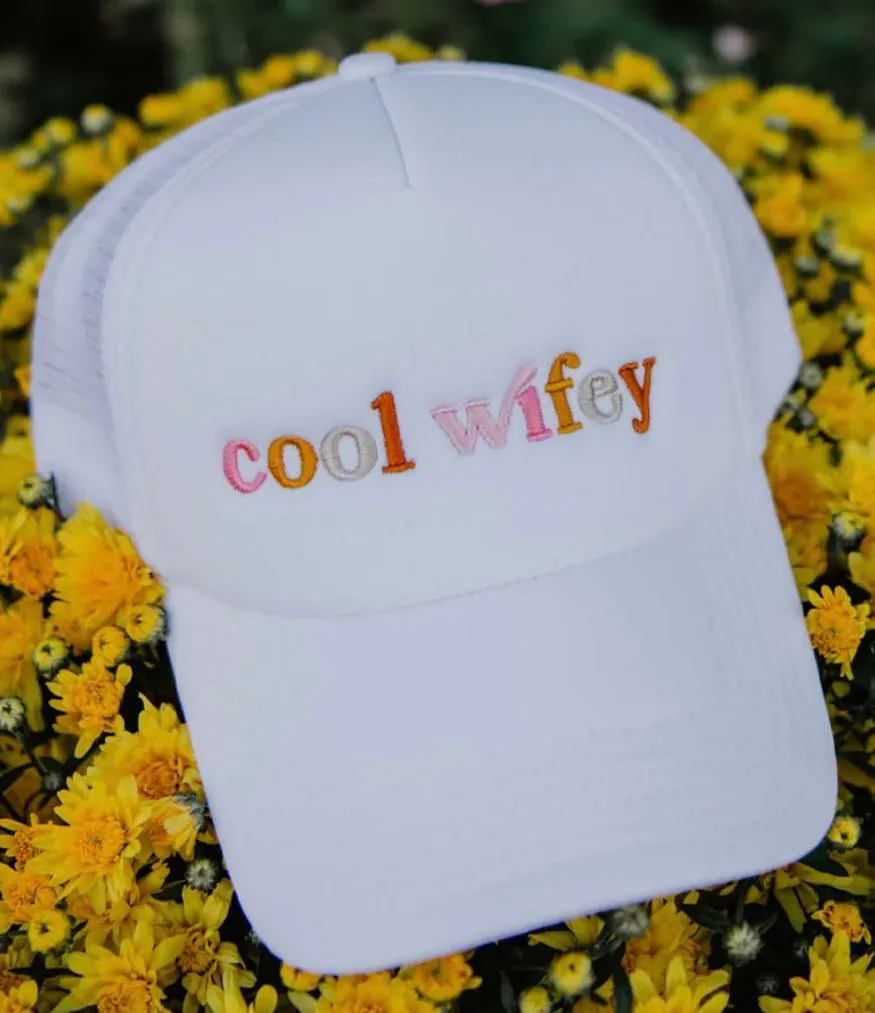 Cool wifey hat Embroidered gray trucker cap