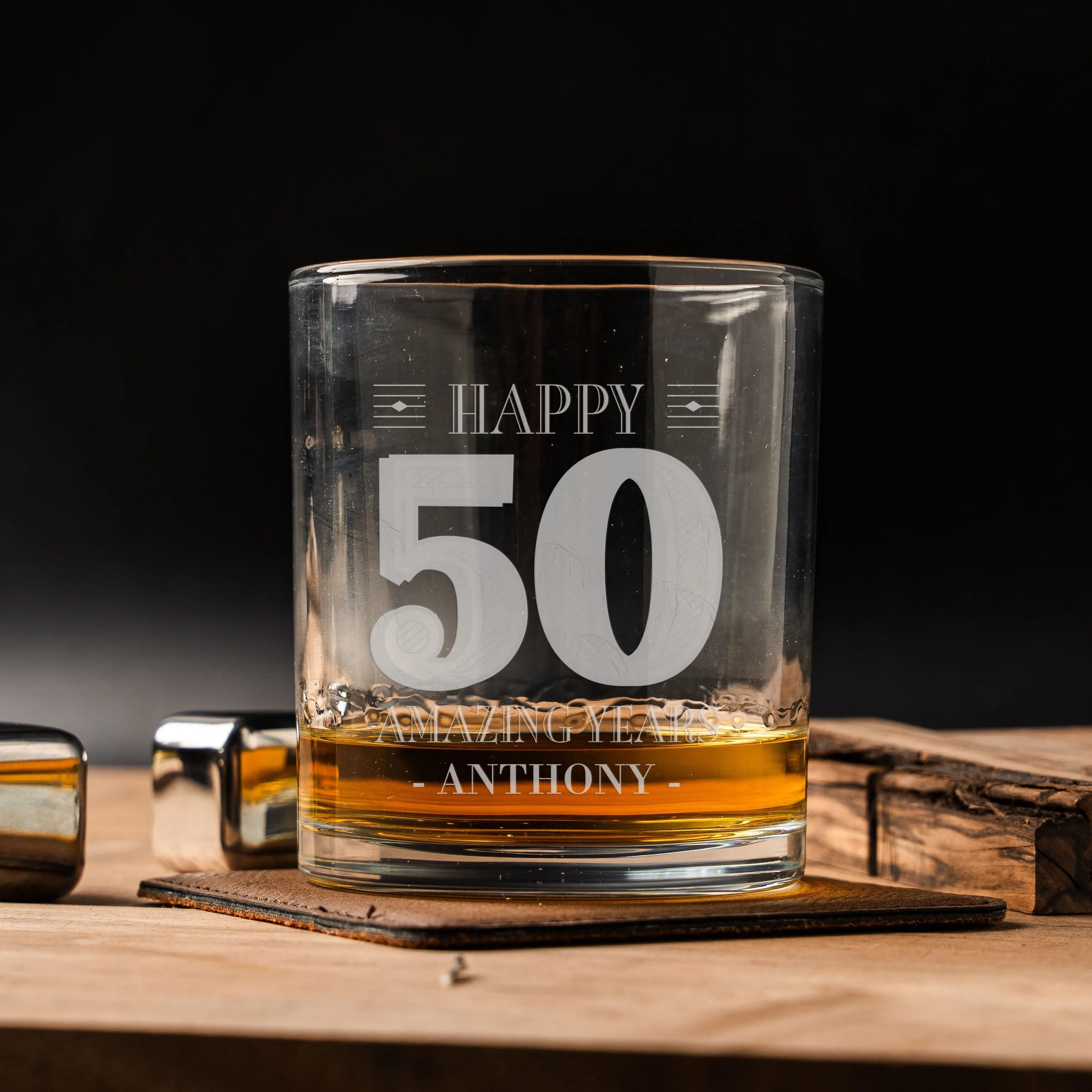 Custom Happy 50th Birthday Lowball Glasses