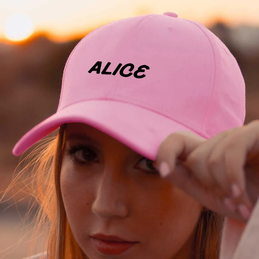 Customized Caps with Name for Women-Pink