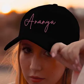 Customized Ladies Black Cap with Name