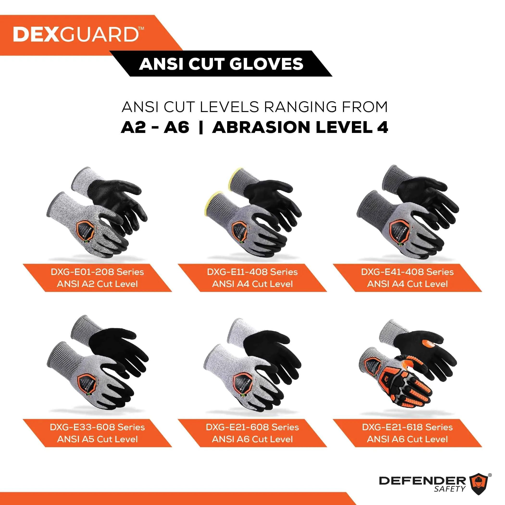 DEXGUARD™ A4 Cut Gloves, 18G Ultra thin liner,  Level 4 Abrasion Resistant, Foam Nitrile Coating