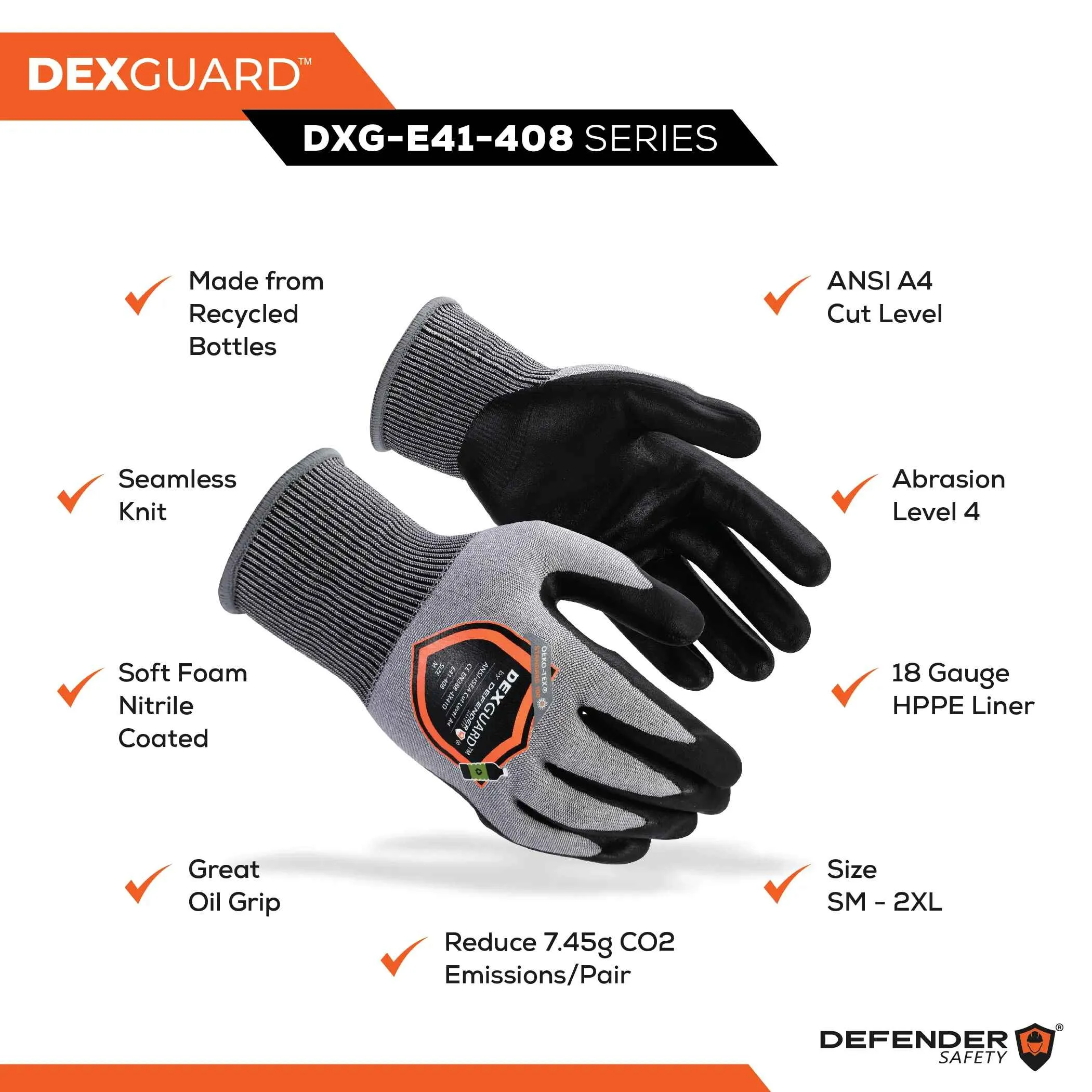 DEXGUARD™ A4 Cut Gloves, 18G Ultra thin liner,  Level 4 Abrasion Resistant, Foam Nitrile Coating