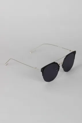 Double Bridge Rimless Horn Rimmed Sunglasses