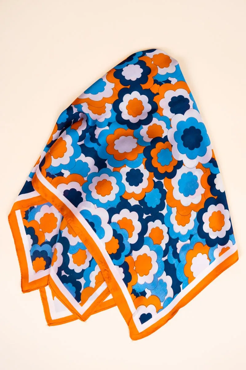 Groovy Boho Floral Orange Polyester Scarf