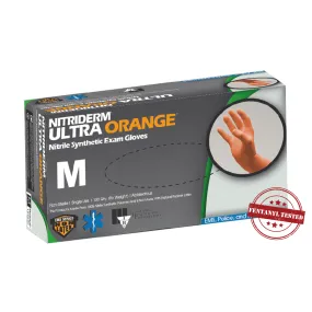 Innovative Healthcare NitriDerm Ultra Orange Nitrile Exam Gloves, Non Sterile, Powder Free, Latex Free, Series 199