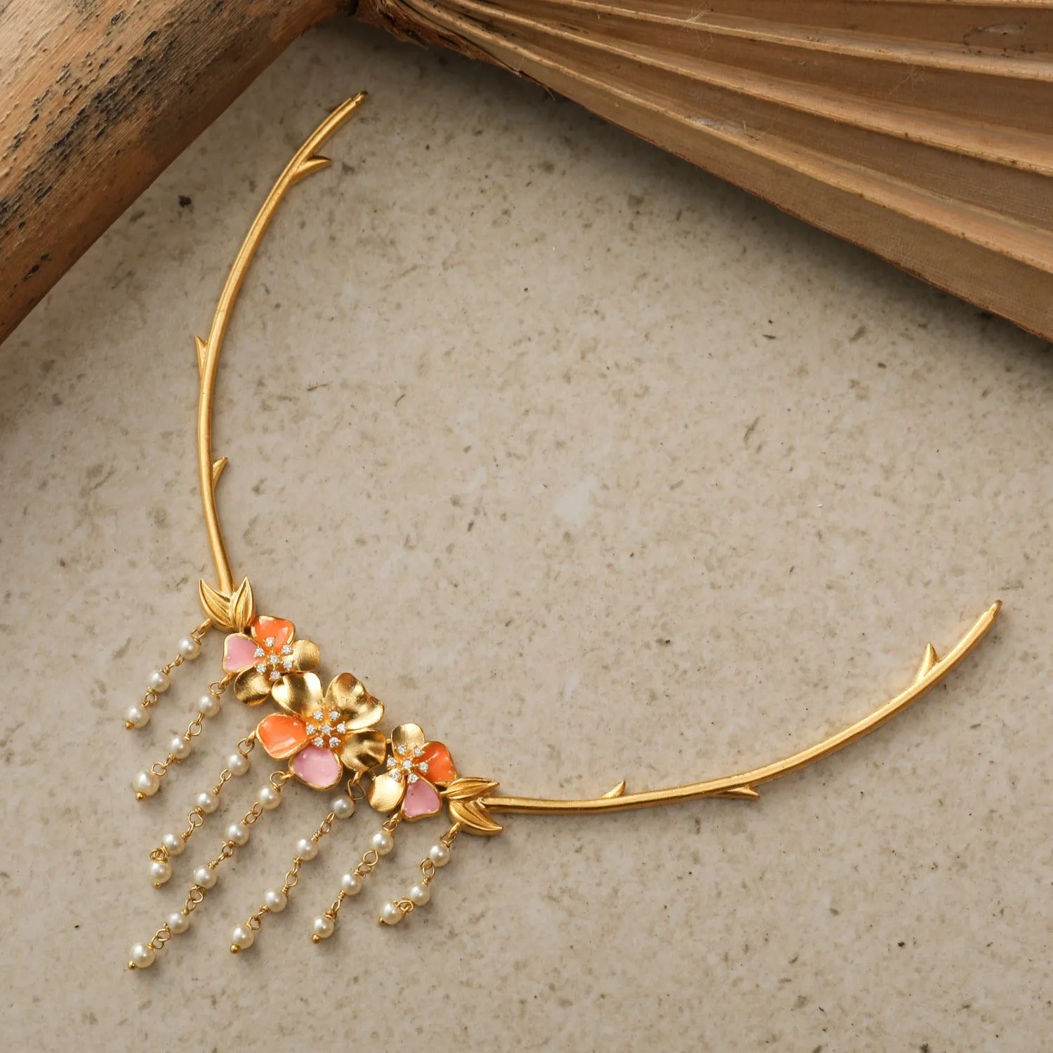 Jalaja Floral Statement Cuff Necklace