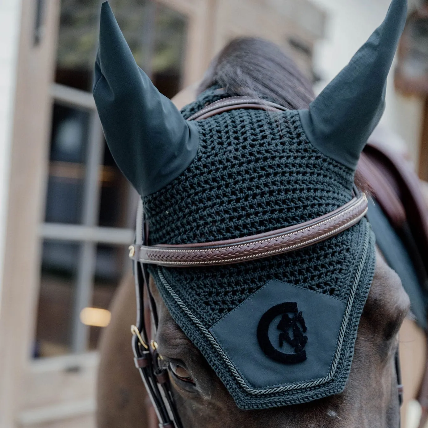 Kentucky Horsewear Wellington 3D Logo Fly Veil - Pine Green