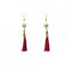 Little Lotus Silk Tassel Earrings - Velvet