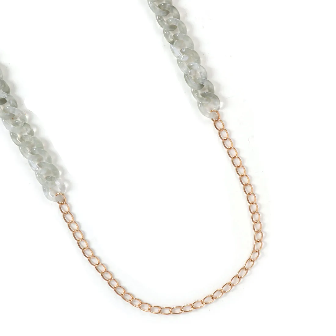 METALLIC GOLD-TONED CHAIN-LINK MARBLE OLIVE GREEN ACRYLIC MASK CHAIN OR SUNGLASS CHAIN