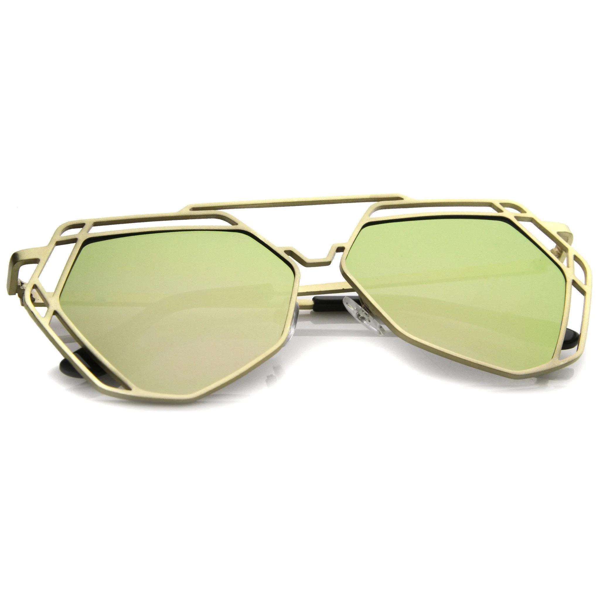 Modern Geometric Flat Mirrored Lens Sunglasses A886