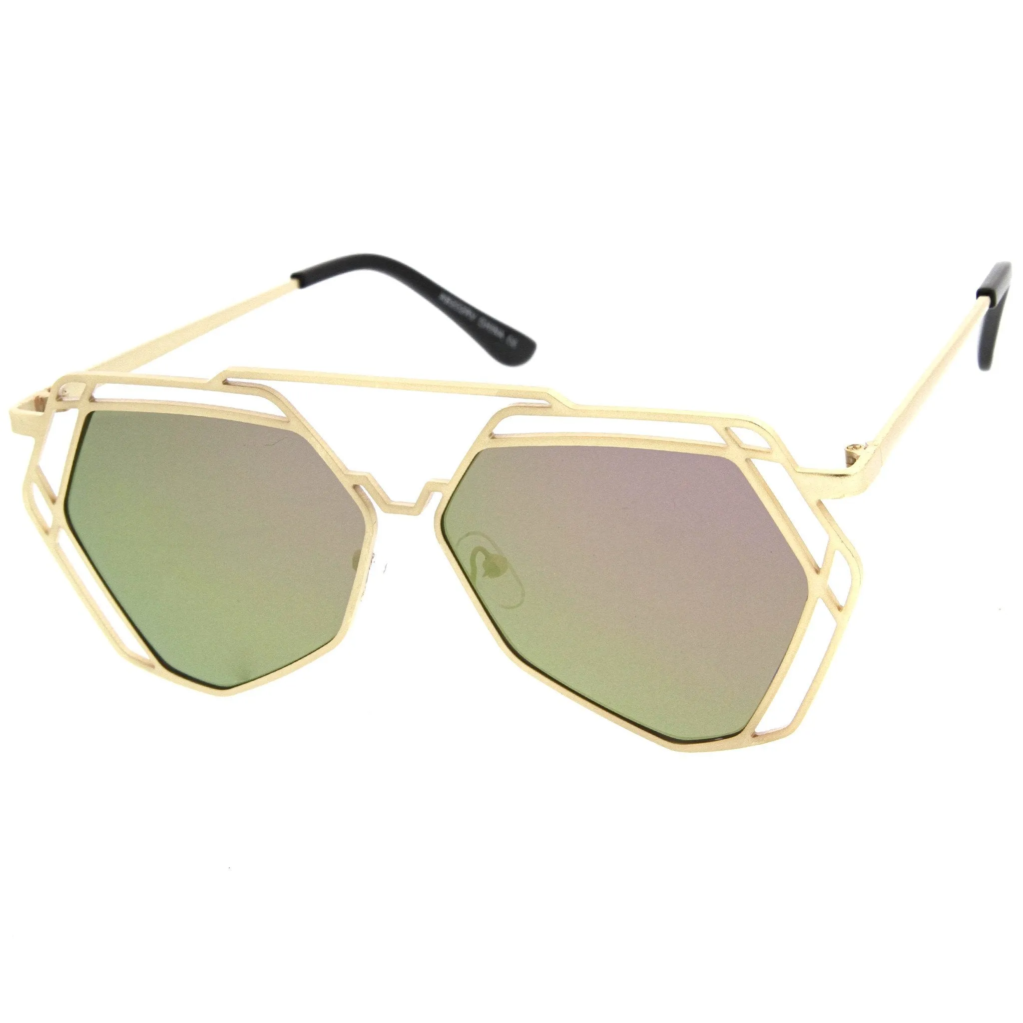 Modern Geometric Flat Mirrored Lens Sunglasses A886