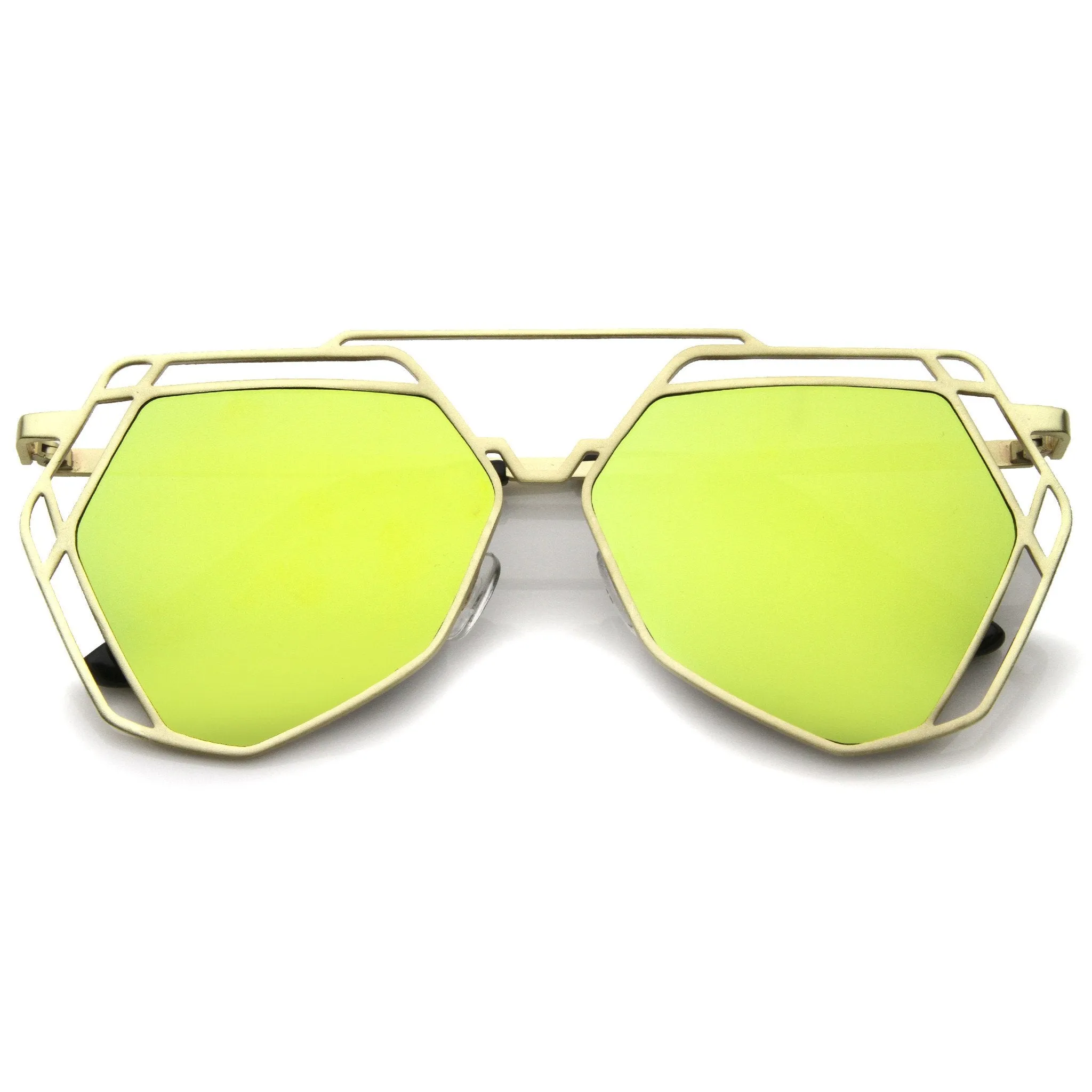 Modern Geometric Flat Mirrored Lens Sunglasses A886