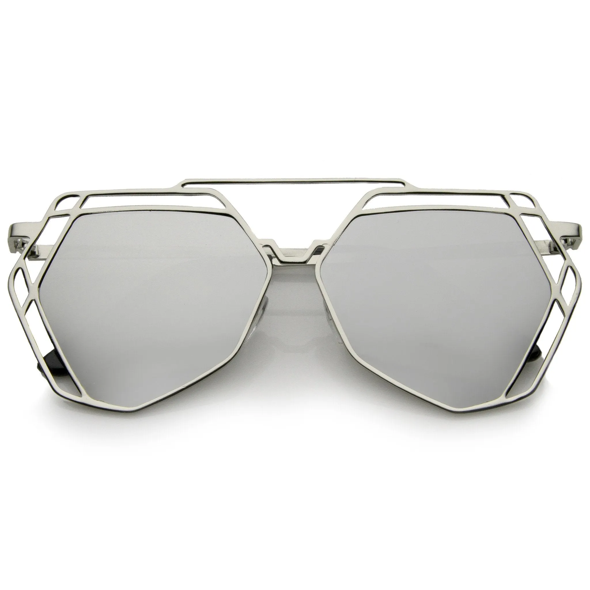 Modern Geometric Flat Mirrored Lens Sunglasses A886