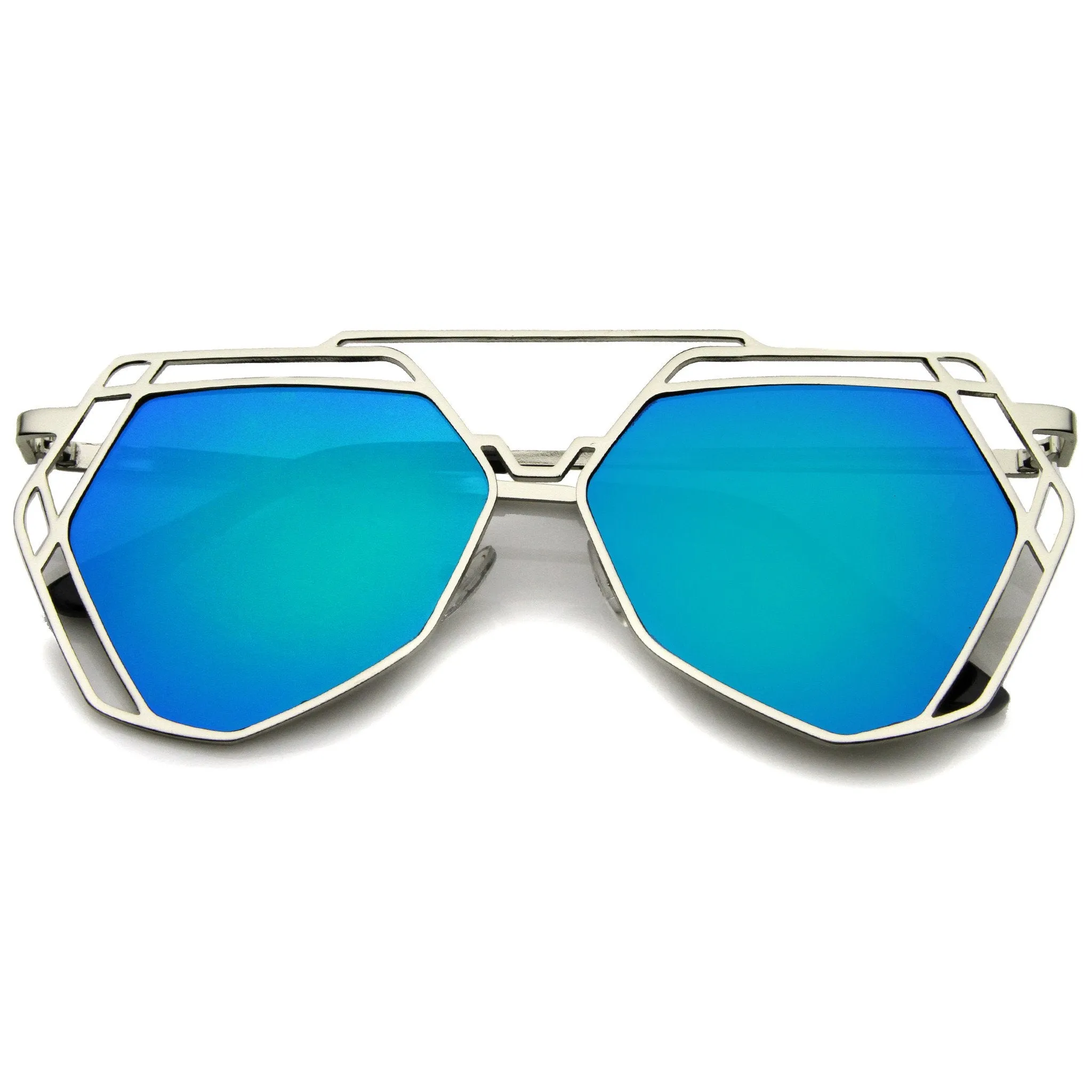 Modern Geometric Flat Mirrored Lens Sunglasses A886