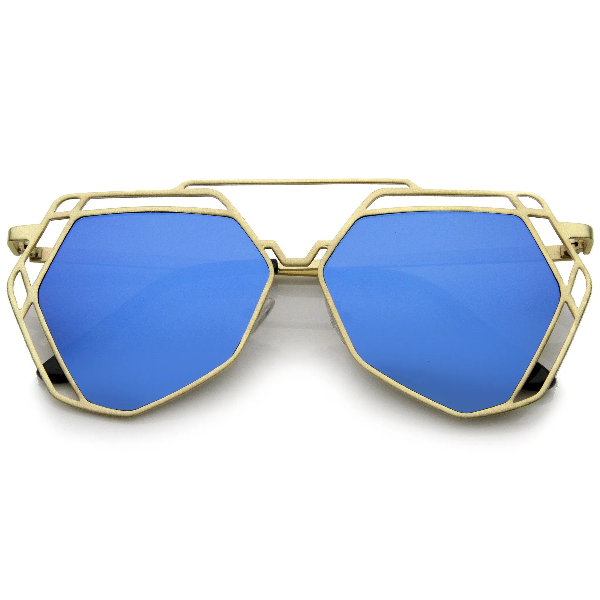 Modern Geometric Flat Mirrored Lens Sunglasses A886