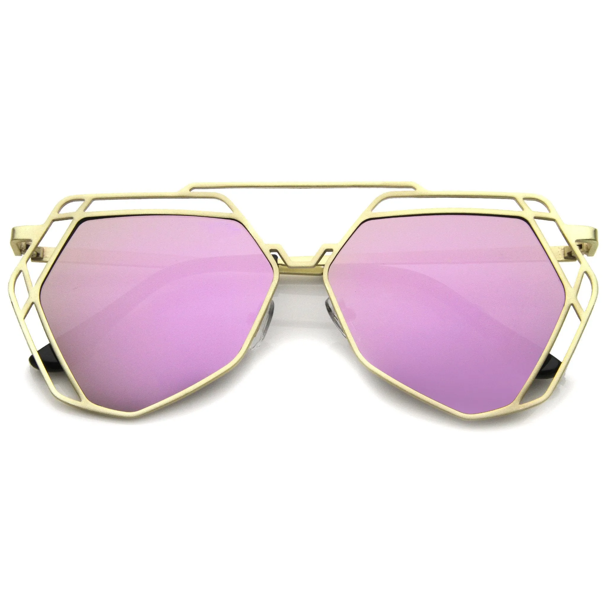 Modern Geometric Flat Mirrored Lens Sunglasses A886