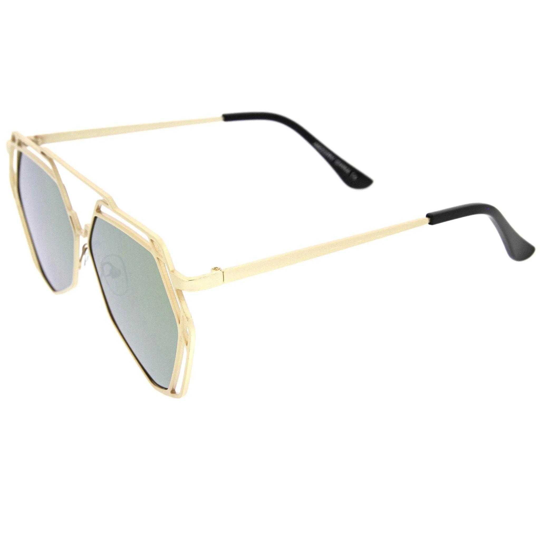 Modern Geometric Flat Mirrored Lens Sunglasses A886