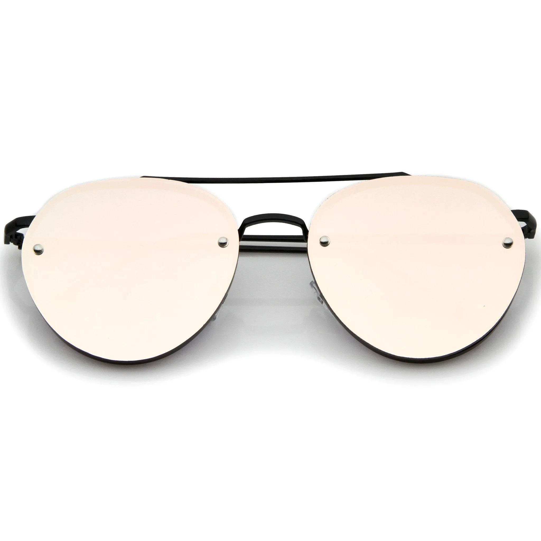 Modern Mirrored Flat Lens Rimless Aviator Sunglasses A825