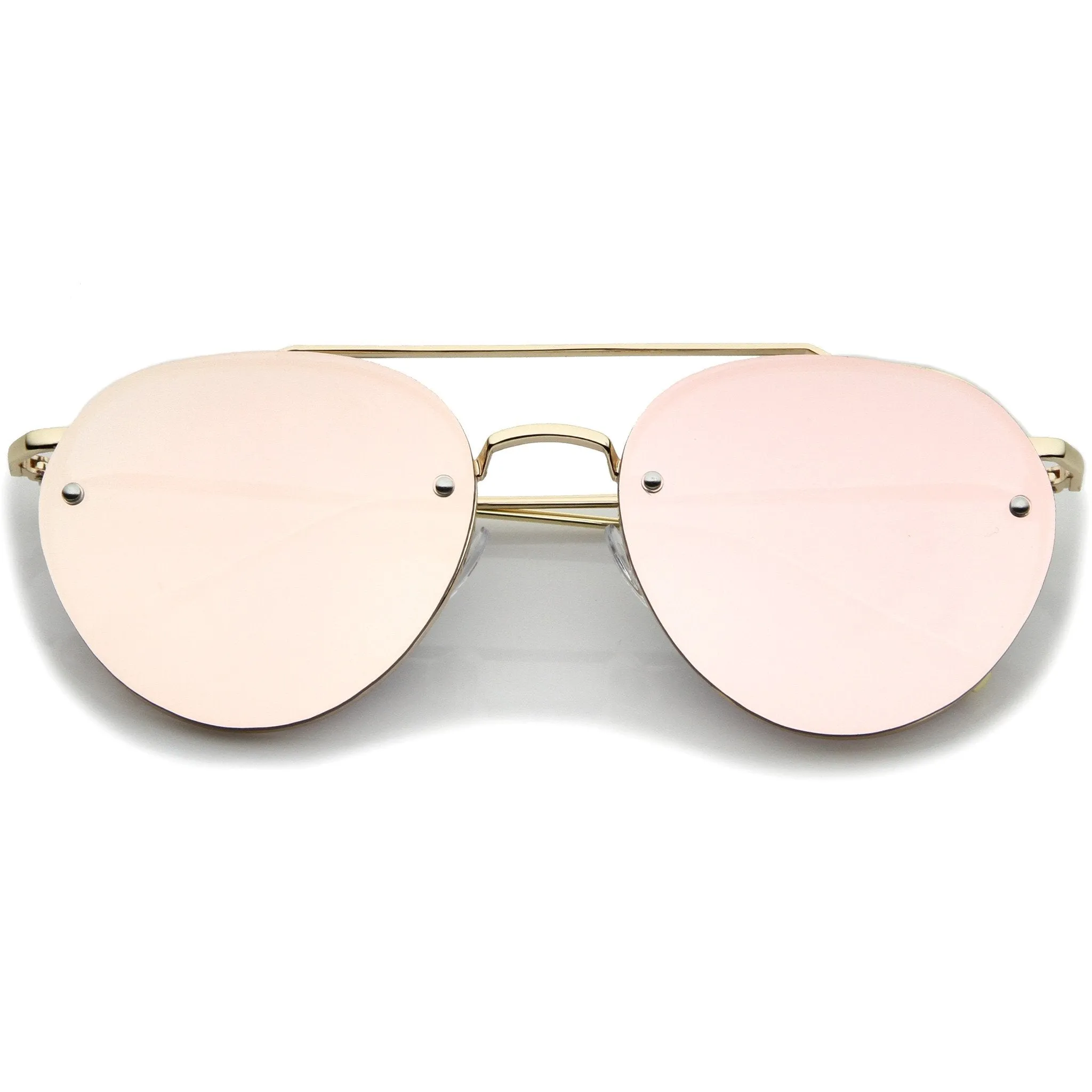 Modern Mirrored Flat Lens Rimless Aviator Sunglasses A825