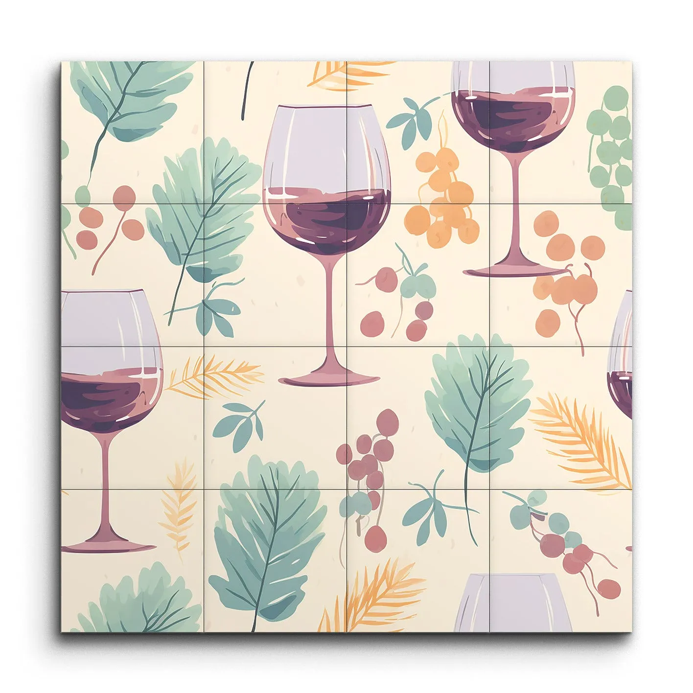 Modern Wine & Botanical Art with Gradient Glasses