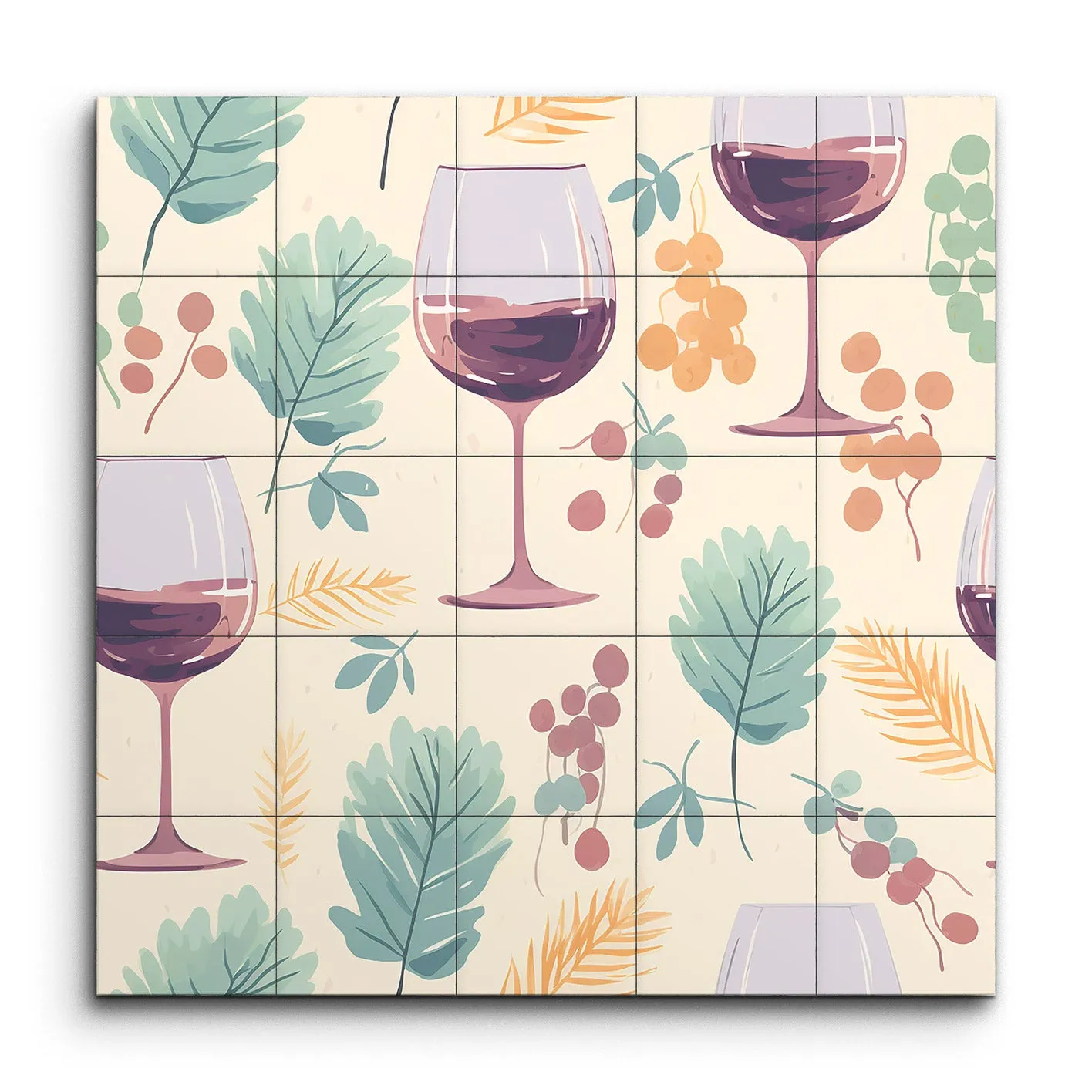 Modern Wine & Botanical Art with Gradient Glasses