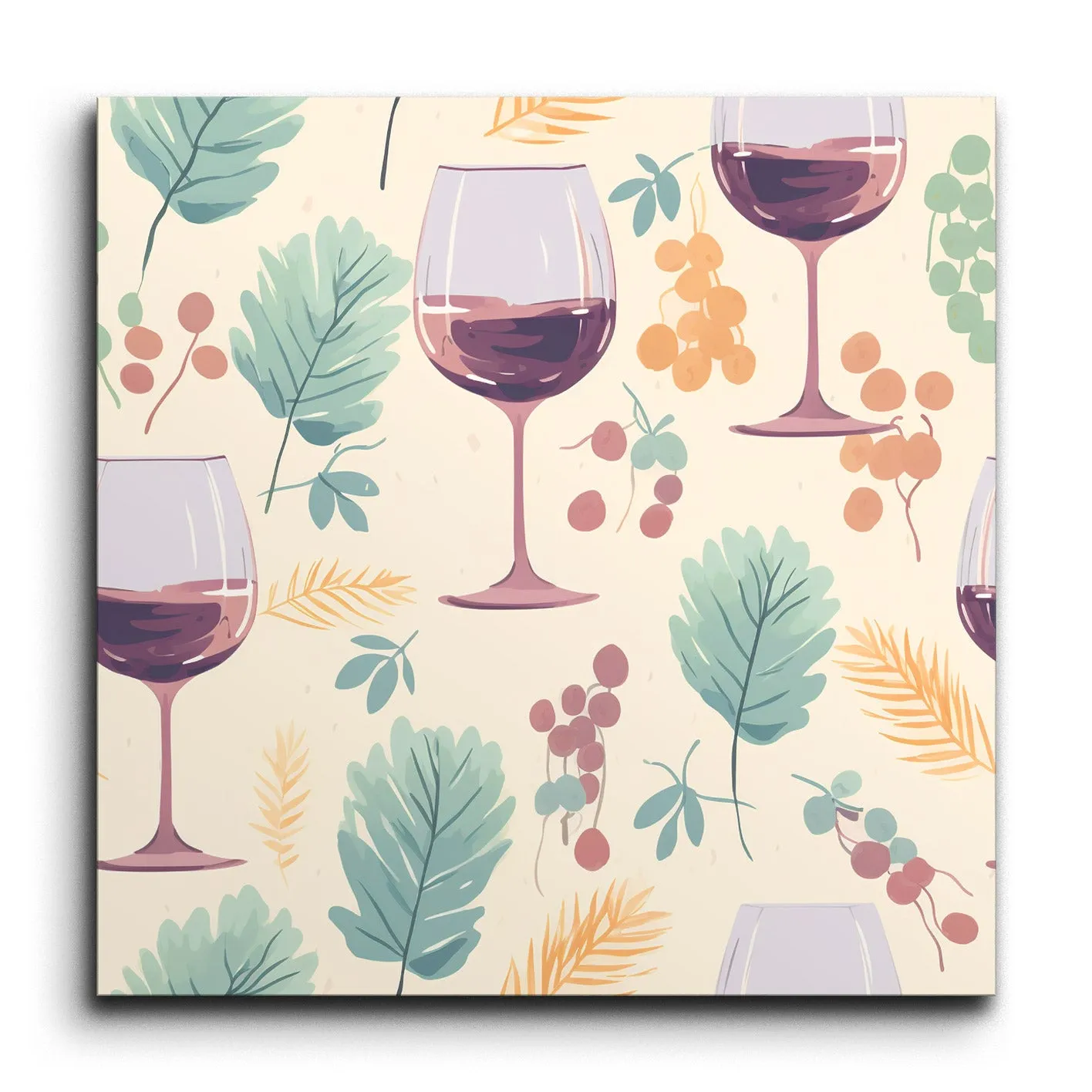 Modern Wine & Botanical Art with Gradient Glasses