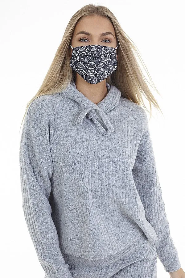 MONOCHROME PAISLEY BANDANA PRINT FASHION FACE MASKS