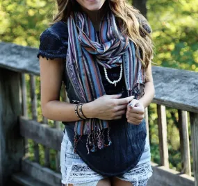 Multicolored Striped Woven Scarf