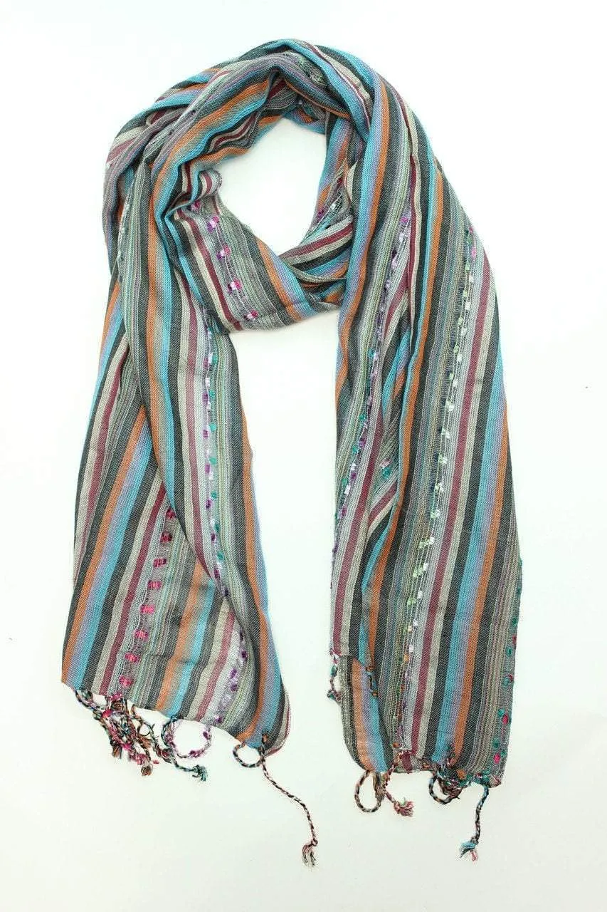 Multicolored Striped Woven Scarf