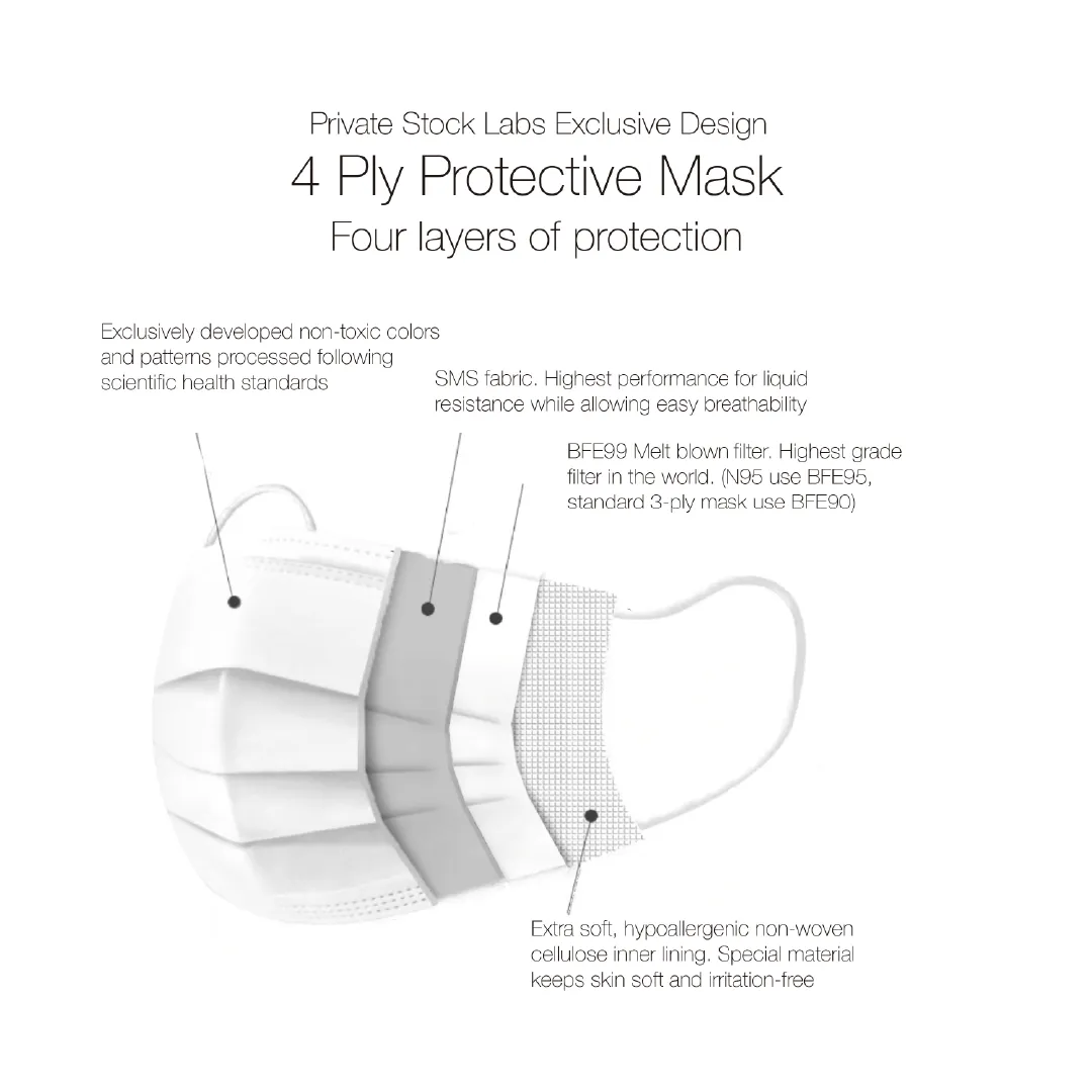 Petite 4-Ply Protective Mask - Monochrome Series - White (Pack of 10)