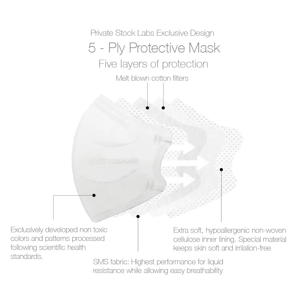 Petite KN95 Protective Mask - Monochrome Series - White (Pack of 5)