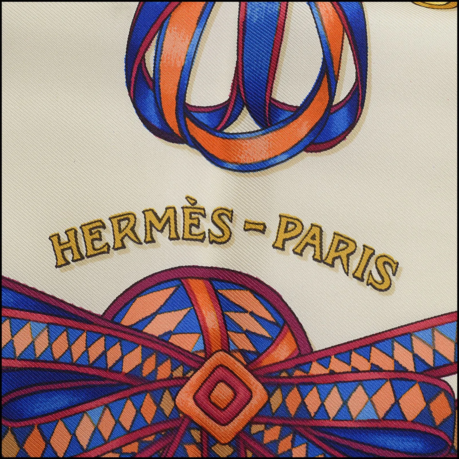 RDC13872 Authentic HERMES Red/White Les Rubans du Cheval 90cm Silk Scarf