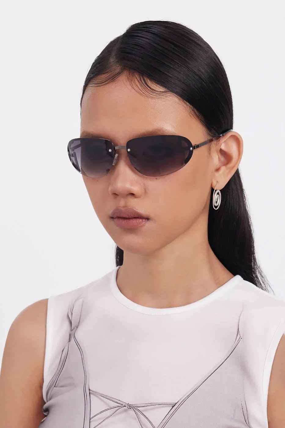 Rimless Clear Modern Slim Sunglasses