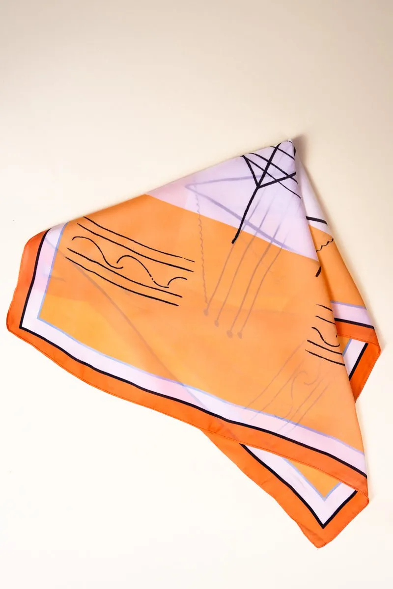 SALE 75% OFF! On A Side Note Orange Polyester Scarf