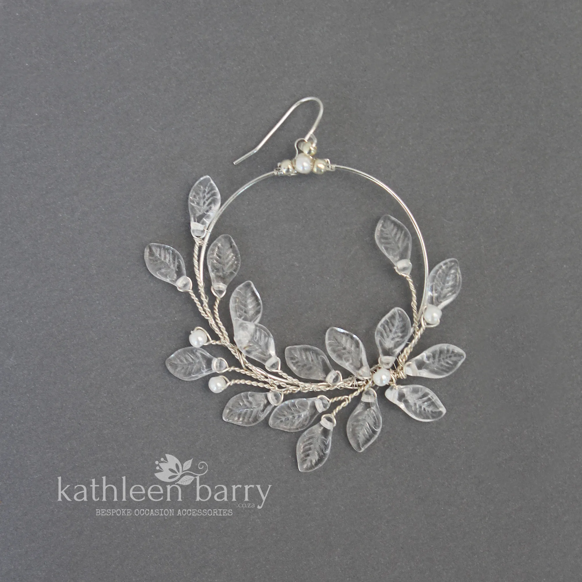 Statement Glass Leaf hoop earrings - Assorted finishes and leaf colors