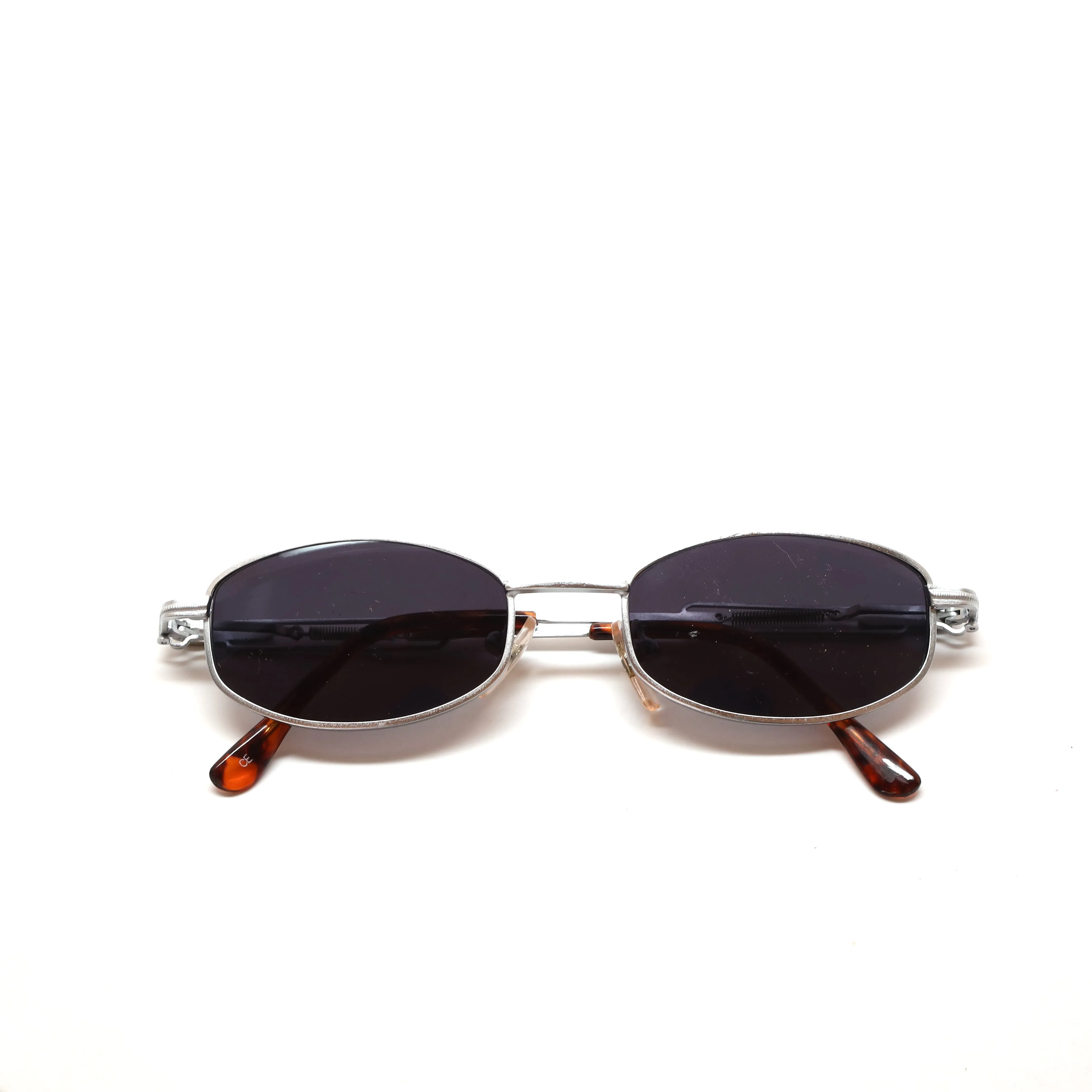 Vintage 90s New Old Stock Industrial Spring Hinge Sunglasses - Silver